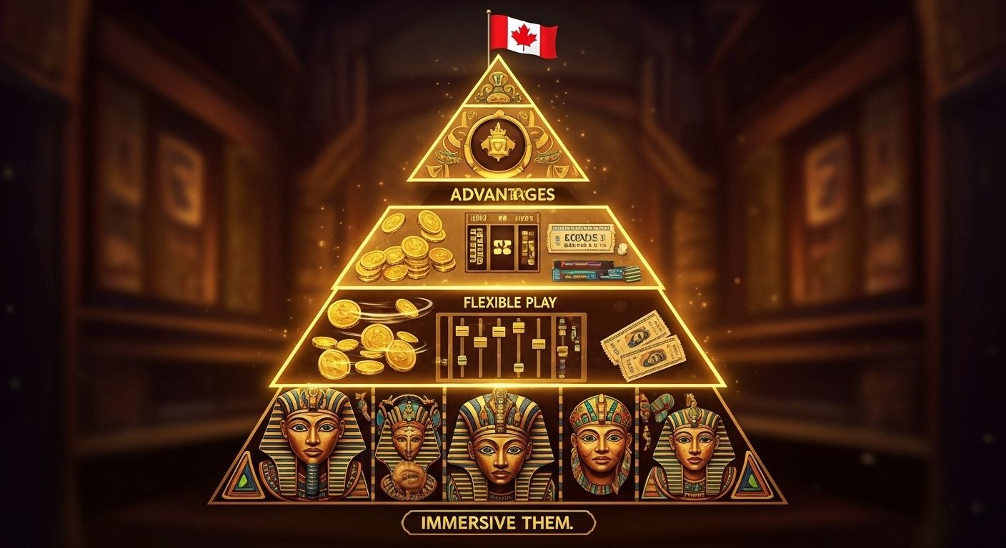 Pyramid infographic showing advantages of Book of Dead for Canadians